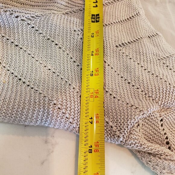 Milano Sweater size Medium lace up back chiffon lined  very light gray - Picture 3 of 9